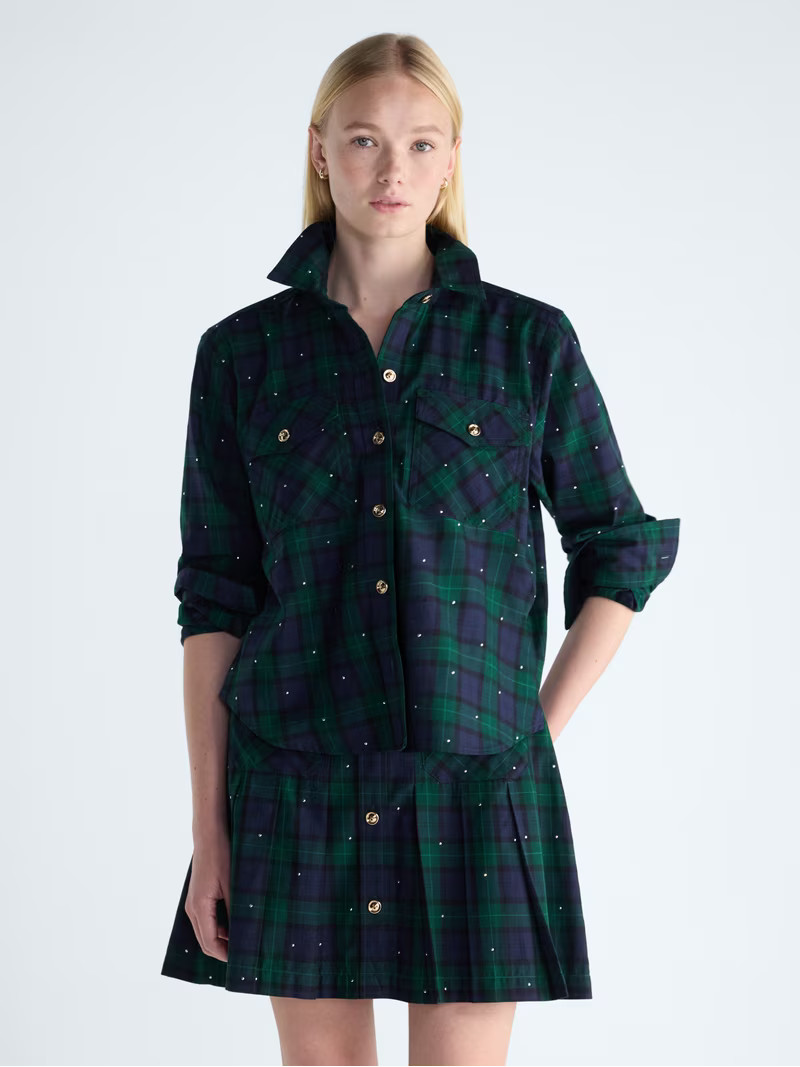Free Assembly Women\u2019s and Women's Plus Studded Cropped Cotton Utility Shirt, Sizes XS-4X | Walmart (US)