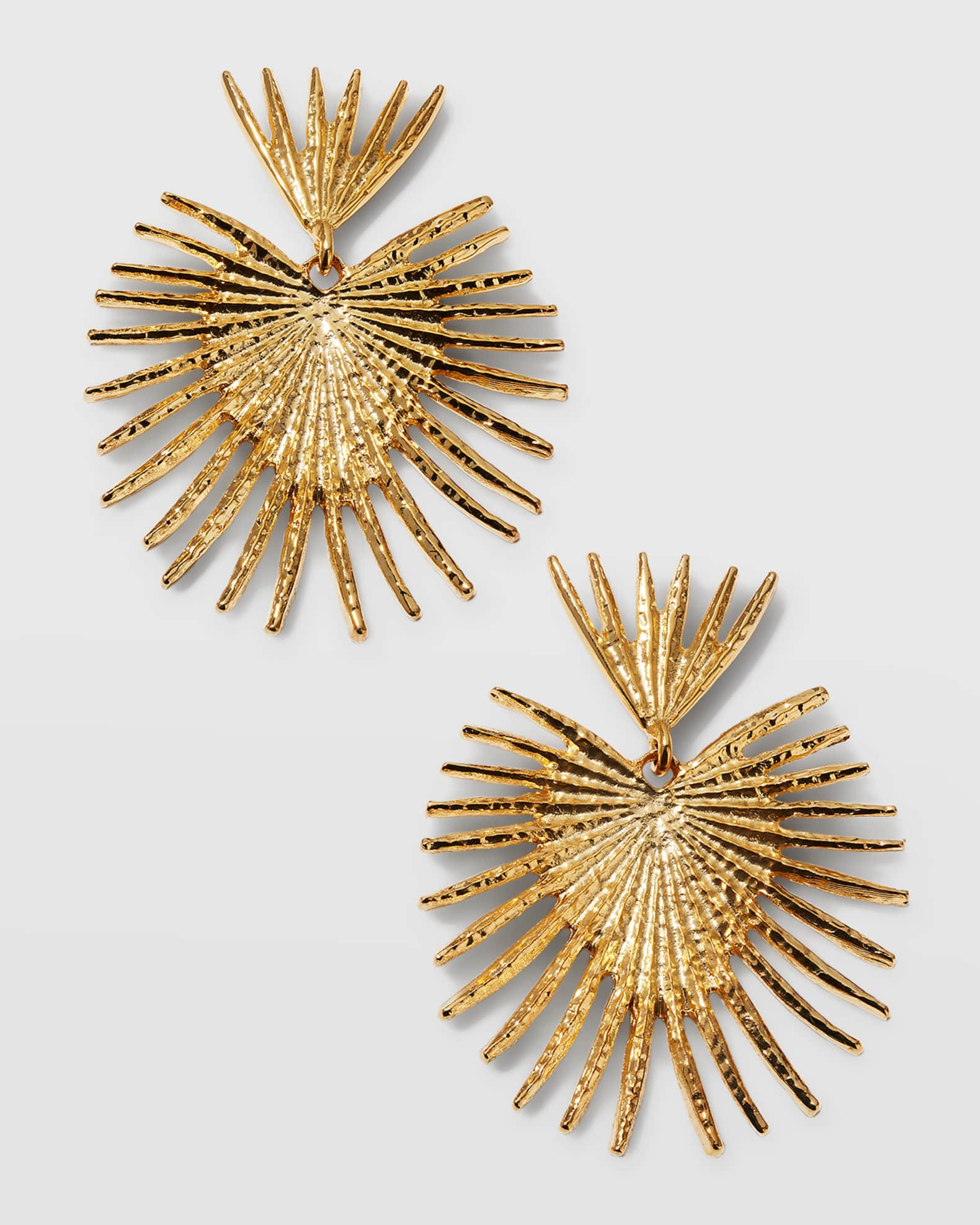 Large Gold Fan Drop Post Earrings | Neiman Marcus