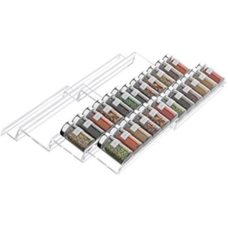 NIUBEE Adjustable Expandable Acrylic Spice Rack Tray - 4 Tier Spice Drawer Organizer for Kitchen Cab | Amazon (US)