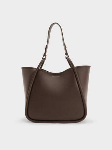 Lyla Tubular Slouchy Tote Bag
    
         - Espresso Brown | Charles & Keith EU