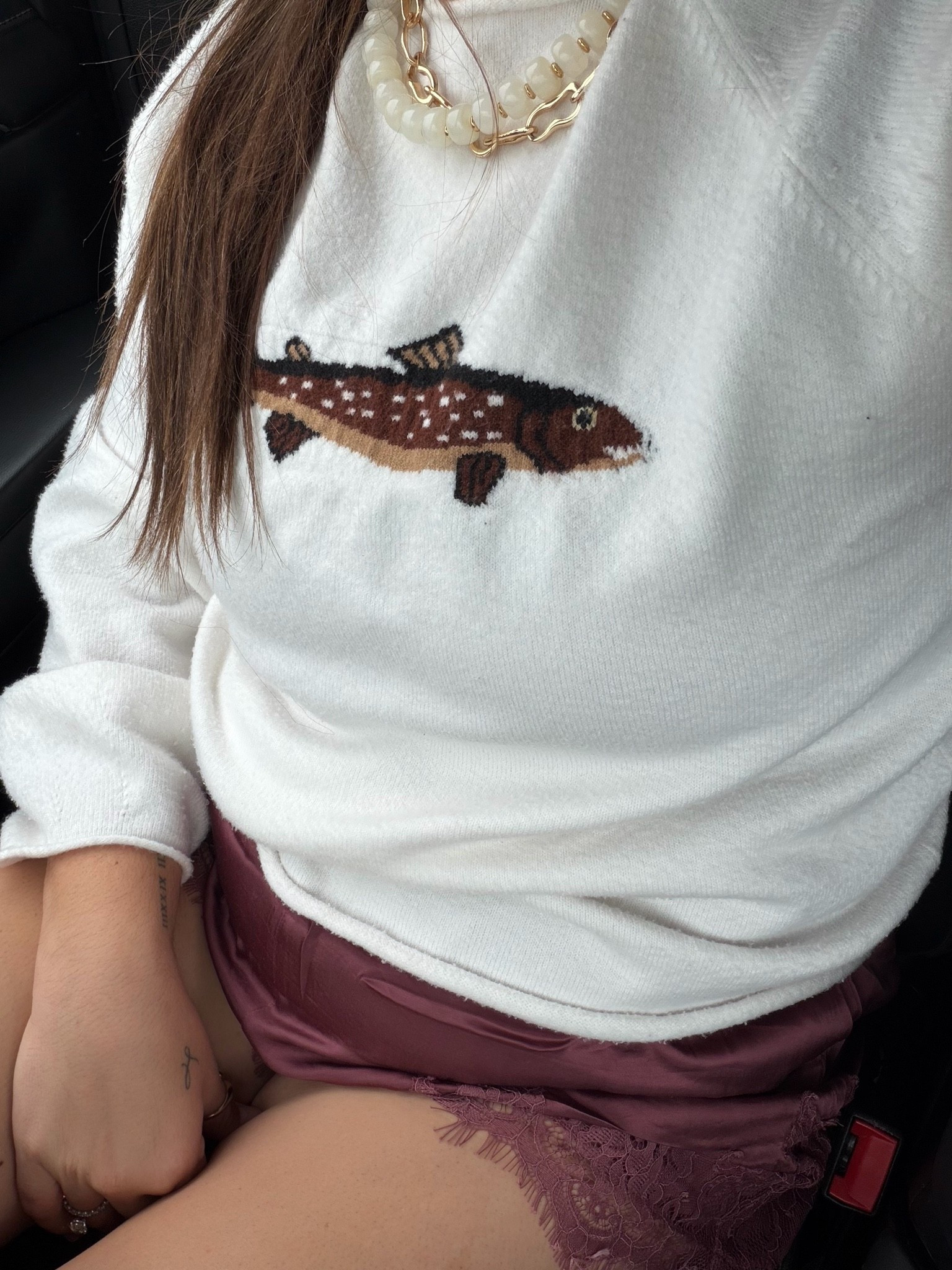 Amazon fish sweater! Giving me dairy boy and Anthropologie vibes