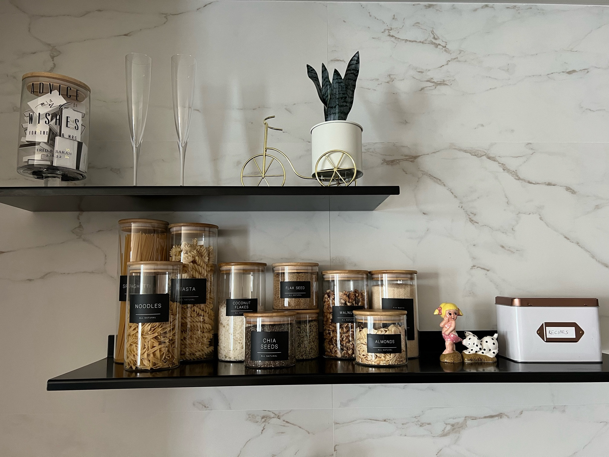 Kitchen organization 
Labels 
Glass jars with bamboo lid


#LTKhome #LTKstyletip