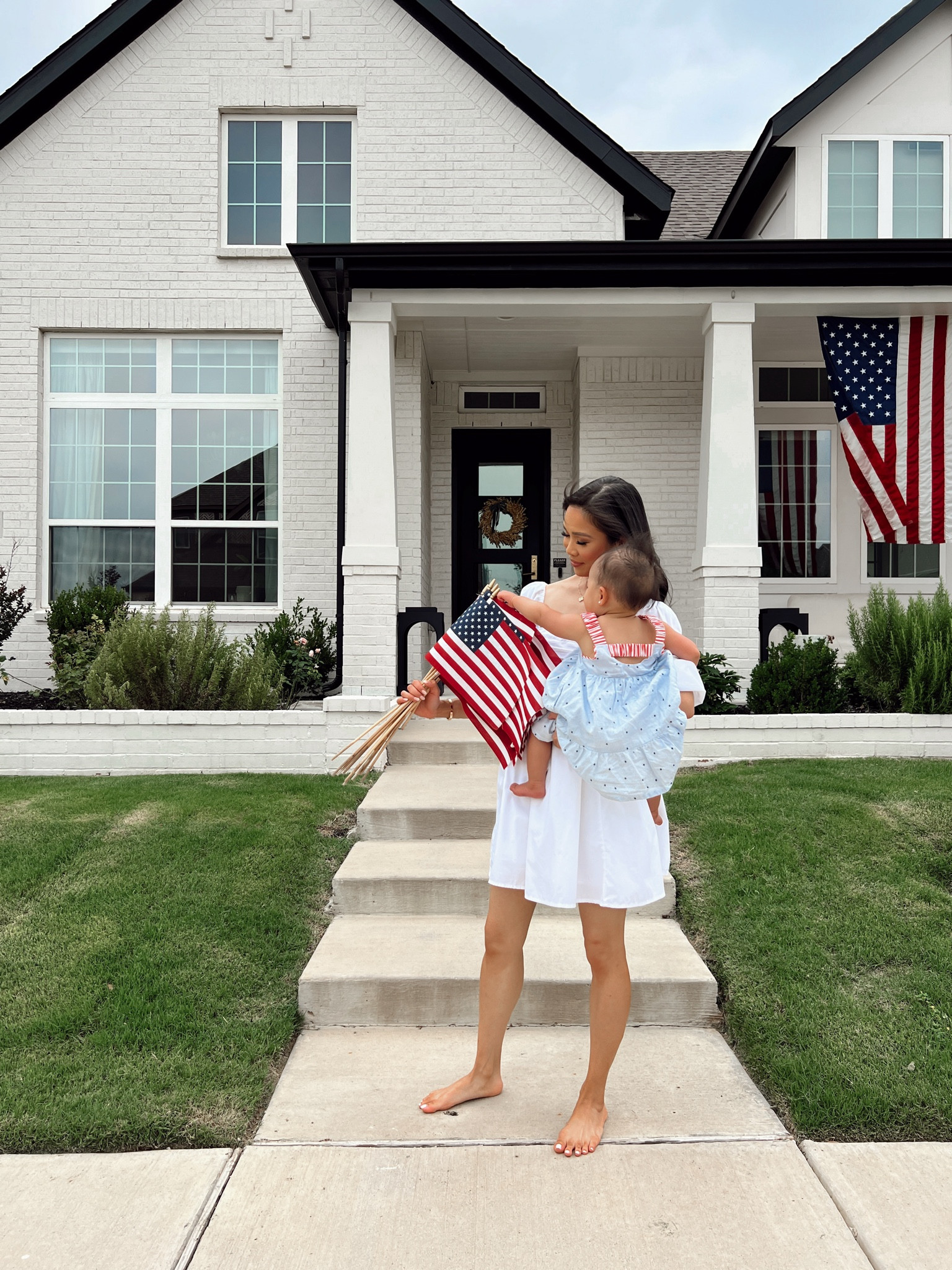 Memorial Day weekend with white puff sleeve mini dress in size XS that has pockets and is on sale for 20% off! Baby girl is wearing Stars and Stripes dress that is perfect for both Memorial Day and 4th of July! Comes in sizes 12 months to 5T and is on sale for 30% off. Her dress has pockets, too!

#LTKStyleTip #LTKBaby #LTKSaleAlert