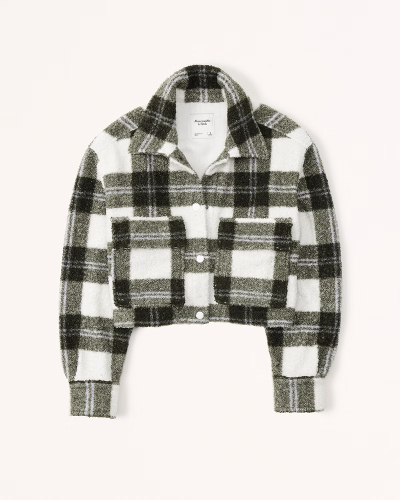 Women's Cropped Sherpa Shirt Jacket | Women's 30% Off Almost All Sweaters & Fleece | Abercrombie.... | Abercrombie & Fitch (US)