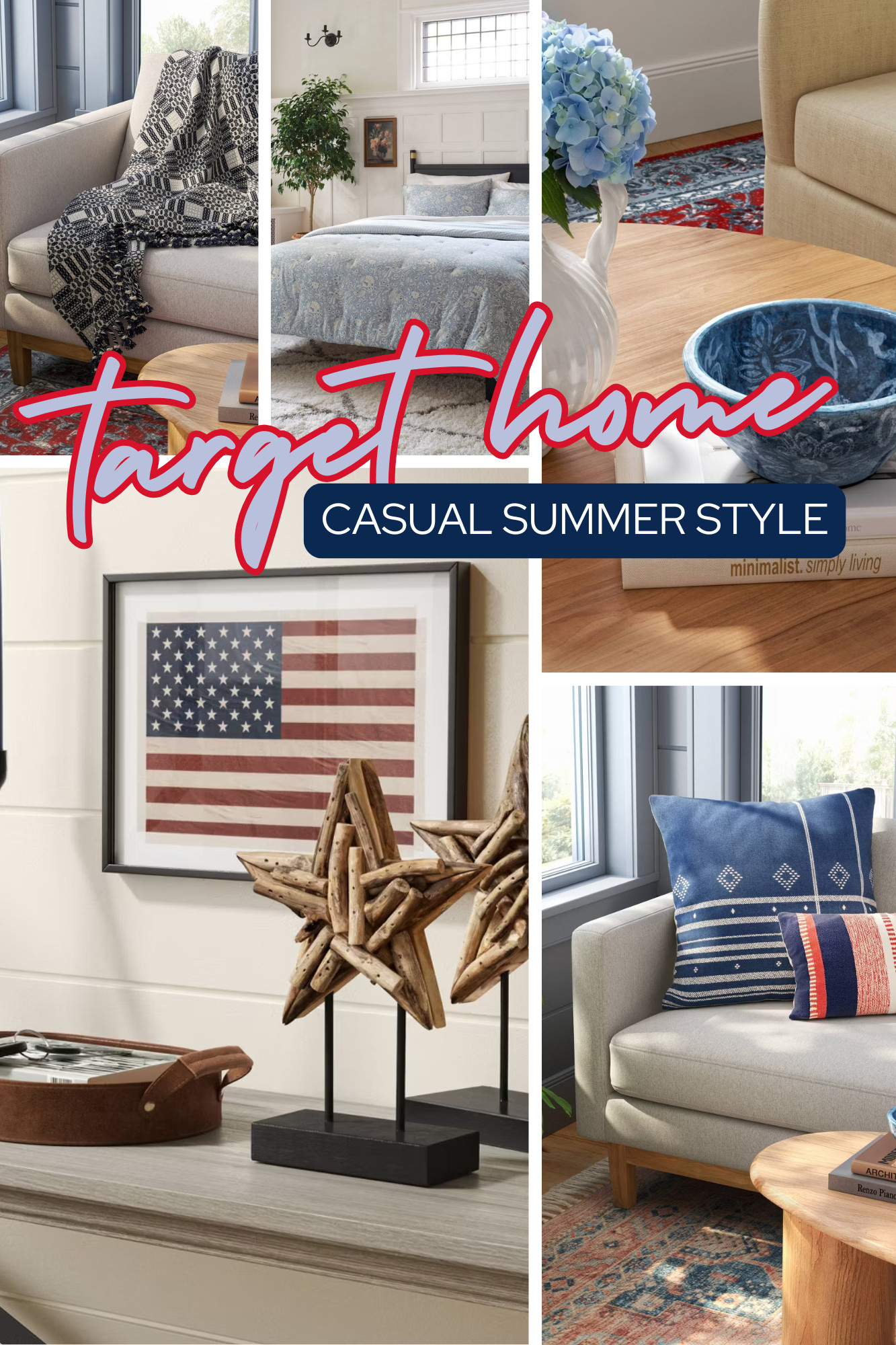 Target home finds lately 🤍✨ Casual summer style with all the cozy blue details, patriotic touches, and easy pieces that make home feel extra inviting this season 🇺🇸🏡 So many cute finds right now!! 

 #LTKSeasonal #LTKHome #LTKTravel