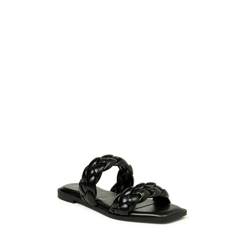 Time and Tru Women's Braided Two Band Sandals - Wide Widths Available | Walmart (US)