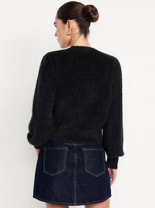 Cropped Eyelash Cardigan Sweater | Old Navy (US)