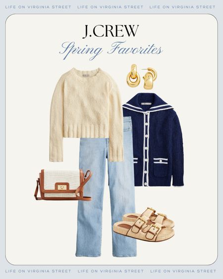 Cute spring outfit ideas from J Crew! Includes cute spring sweaters perfect beach sweaters, spring jeans, raffia sandals, two tone purse and gold earrings. Several of these are on sale today too!
.
#ltkseasonal #ltksalealert #ltkstyletip #ltkfindsunder50 #ltkfindsunder100 #ltksalealert #ltkshoecrush #ltkitbag #ltkover40 #ltkmidsize

#LTKsalealert #LTKSeasonal #LTKhome