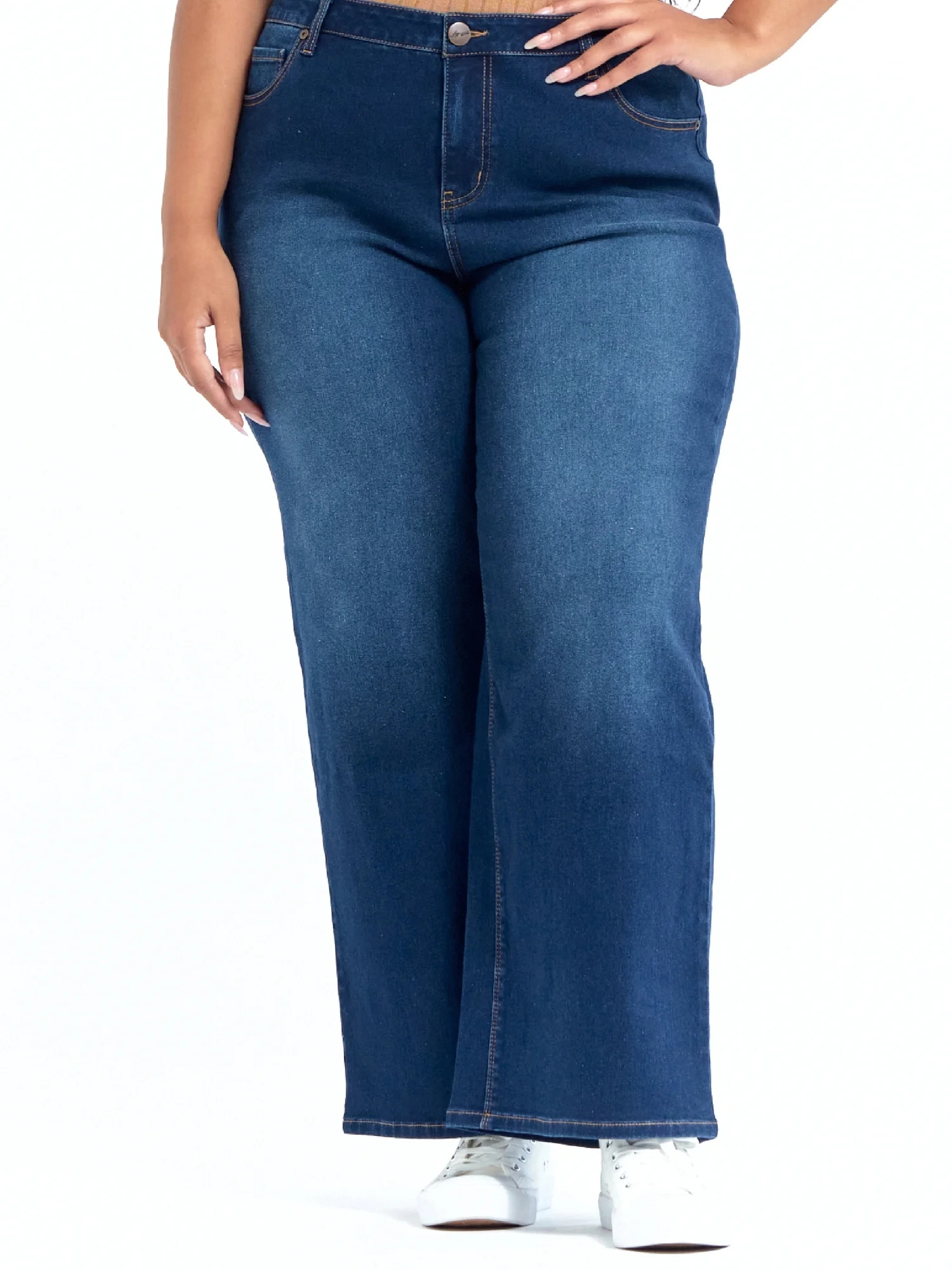A3 Denim Women's Plus Size High Rise Wide Leg Jeans | Walmart (US)