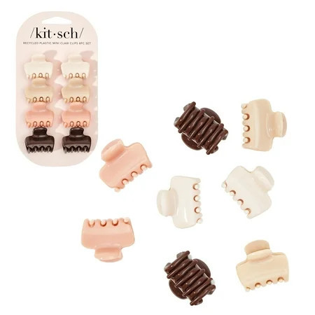 Kitsch Mini Puffy Claw Clips 8 Piece Set Recycled - Rosewood | Walmart (US)