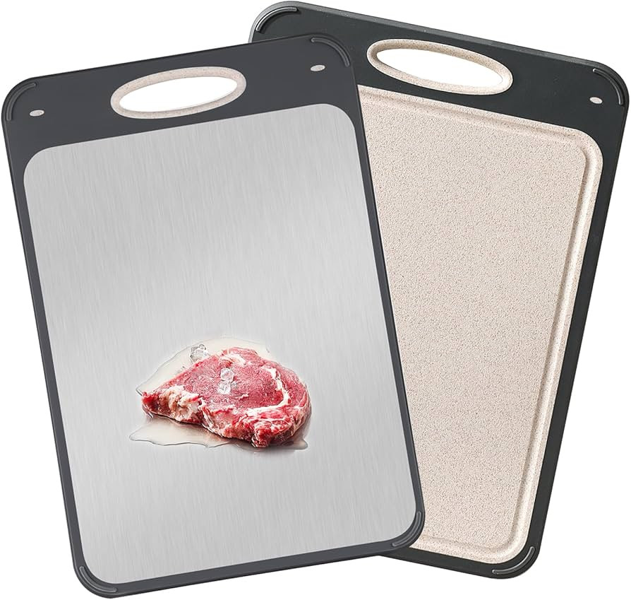 GUANCI Cutting Board for Kitchen Double Sided 304 Stainless Steel Chopping Board Food-Grade Stain... | Amazon (US)