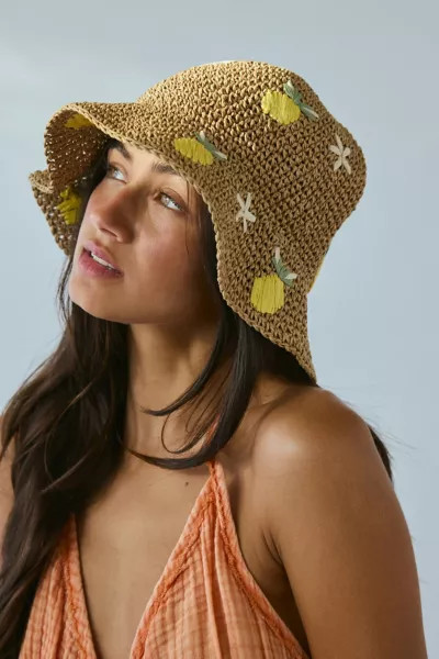 Fruit Woven Straw Bucket Hat | Urban Outfitters (US and RoW)