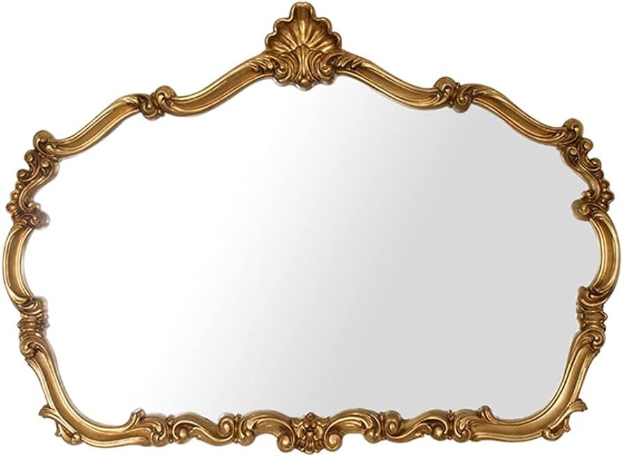 Amazon.com: XIAOYUE Large Baroque Bathroom Mirror, Vintage Carved Wall Mirror, Ornate Arched Fram... | Amazon (US)