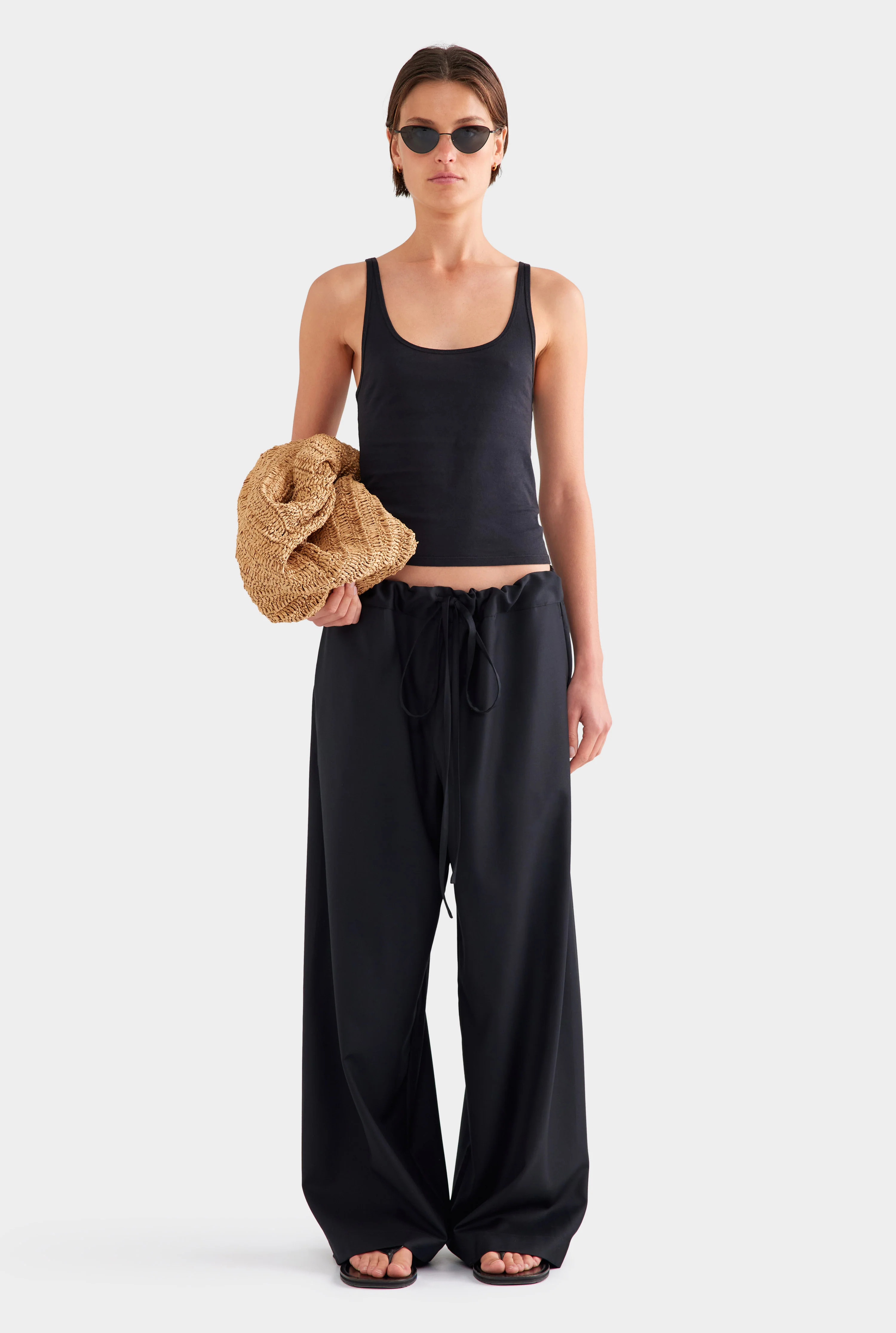 Womens Wool Paperbag Pant Black | Venroy | Venroy AU