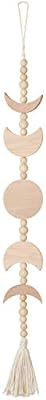Mokof Moon Phase Wall Hanging Wood Beaded Moon Garland with Tassel, Boho Woven Home Decor | Amazon (US)