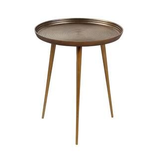 Noble House Everts 19 in. x 23.25 in. Antique Brass Round Metal End Table 69967 | The Home Depot