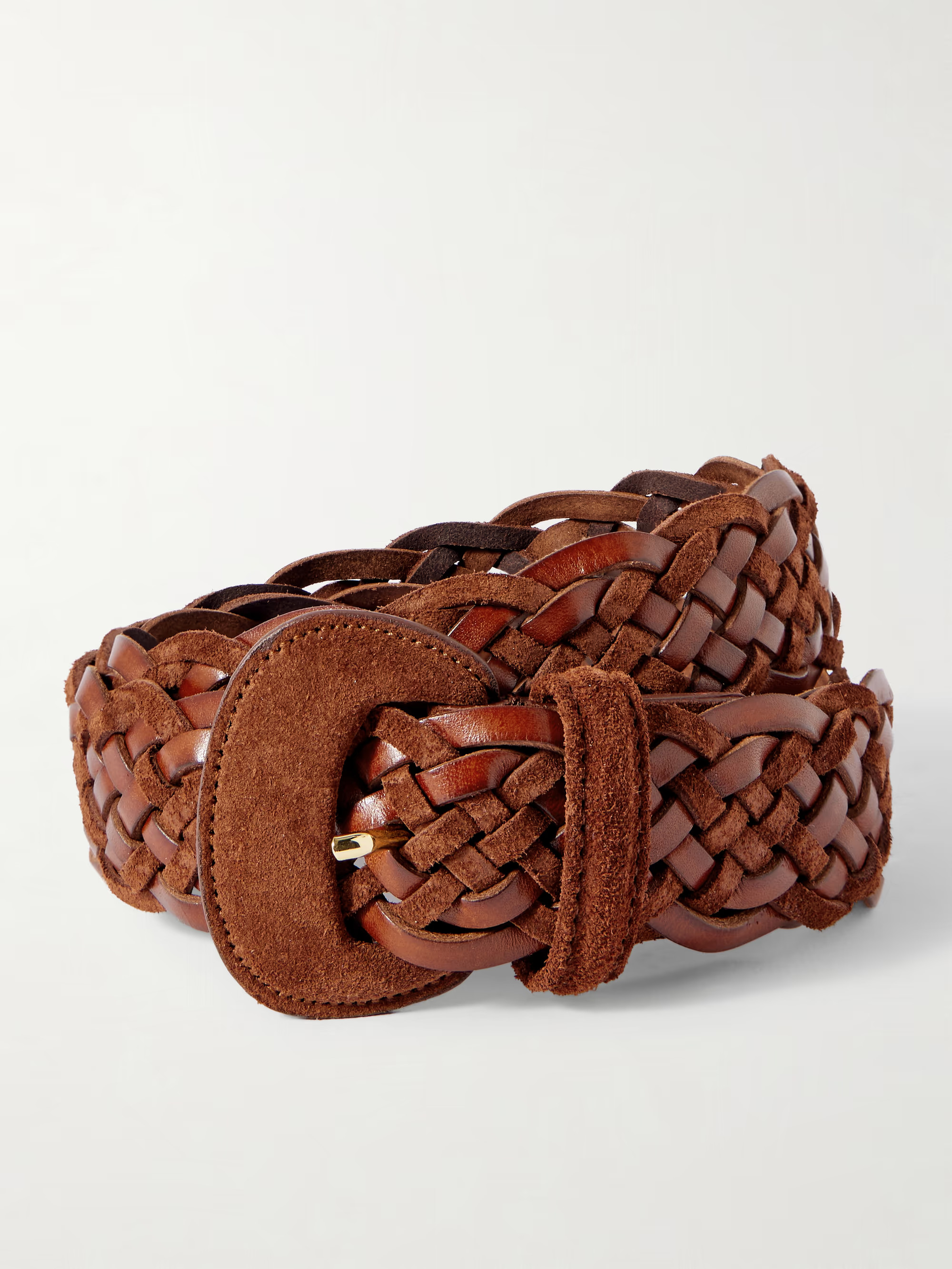 Leather and suede woven waist belt | NET-A-PORTER (UK & EU)