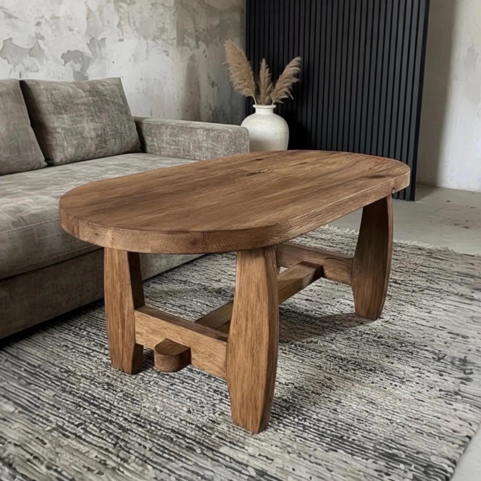 Oval Solid Oak Coffee Table – Handmade Organic Modern Reclaimed Oak | Etsy (Global)