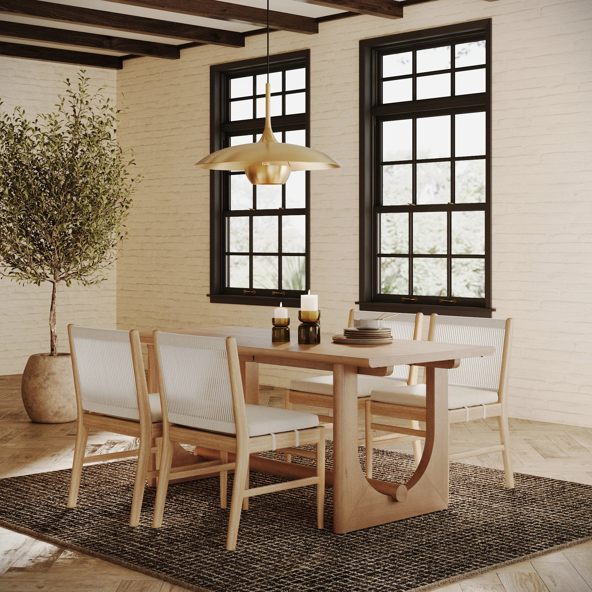 Wood Dining Table for 6 with U Shaped Legs | Nathan James