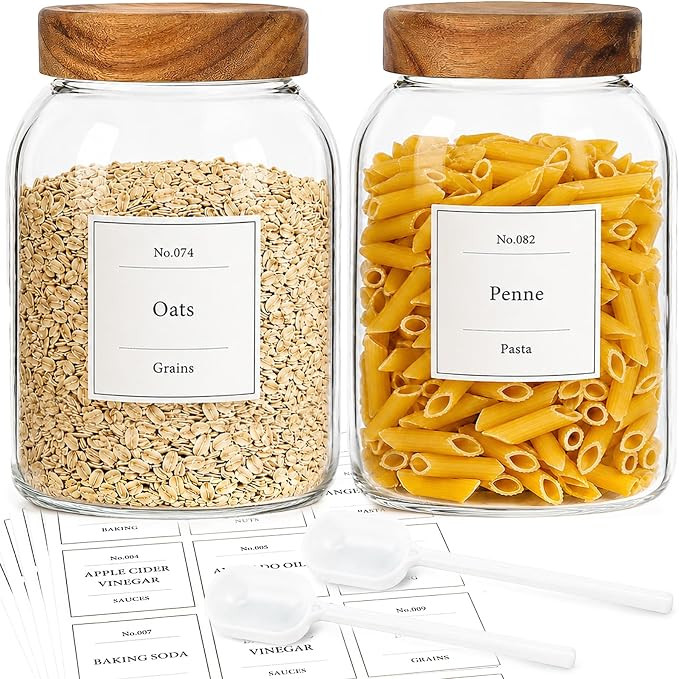 CONNOO 2Pcs-66oz Glass Storage Containers with Lids | Amazon (US)