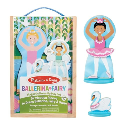 Melissa & Doug Ballerina And Fairy Magnetic Dress-Up Double-Sided Wooden Doll And Swan Pretend Play Set (52 pcs) | Amazon (US)
