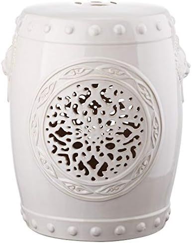 Safavieh Flower Drum Ceramic Decorative Garden Stool, Cream | Amazon (US)