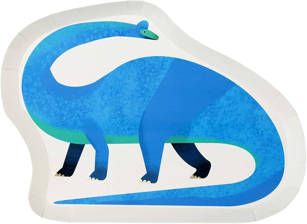 Talking Tables Dino Dinosaur Brachiosaurus Party Plates, Pack of 12, Width 28cm, 11", Blue | Amazon (US)