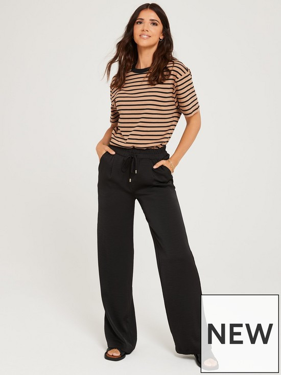 Lucy Mecklenburgh Relaxed Wide Leg Trousers - Black | Very (UK)