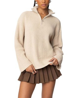 Edikted Amour High Neck Oversized Zip Sweater  | Bloomingdale's Women | Bloomingdale's (US)