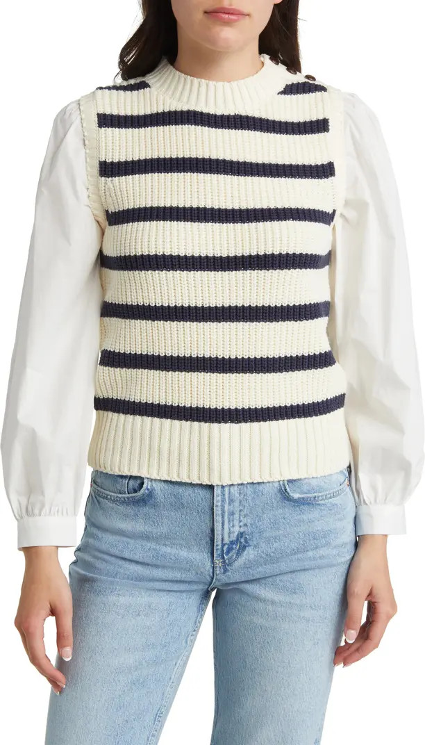 Bambi Mix Media Stripe Crewneck Sweater | Nordstrom
