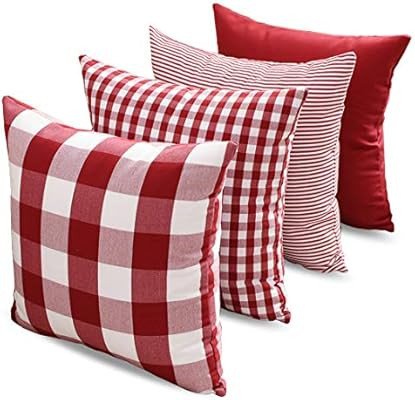 CARRIE HOME Buffalo Check Pillow Covers Buffalo Plaid Throw Pillow Cover 18x18 for Red and White ... | Amazon (US)