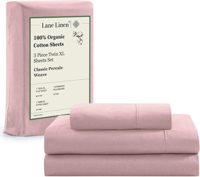 LANE LINEN Eco Friendly 100% Organic Cotton Twin Sheet Set, Hotel Quality Premium Bedding Sheets ... | Amazon (US)