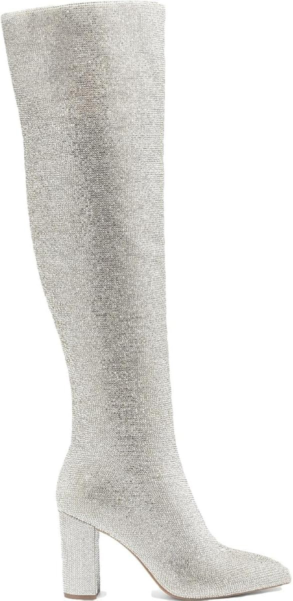 Inc International Concepts Phebe Over the Knee Rhinestone Boots, Silver Crystal | Amazon (US)
