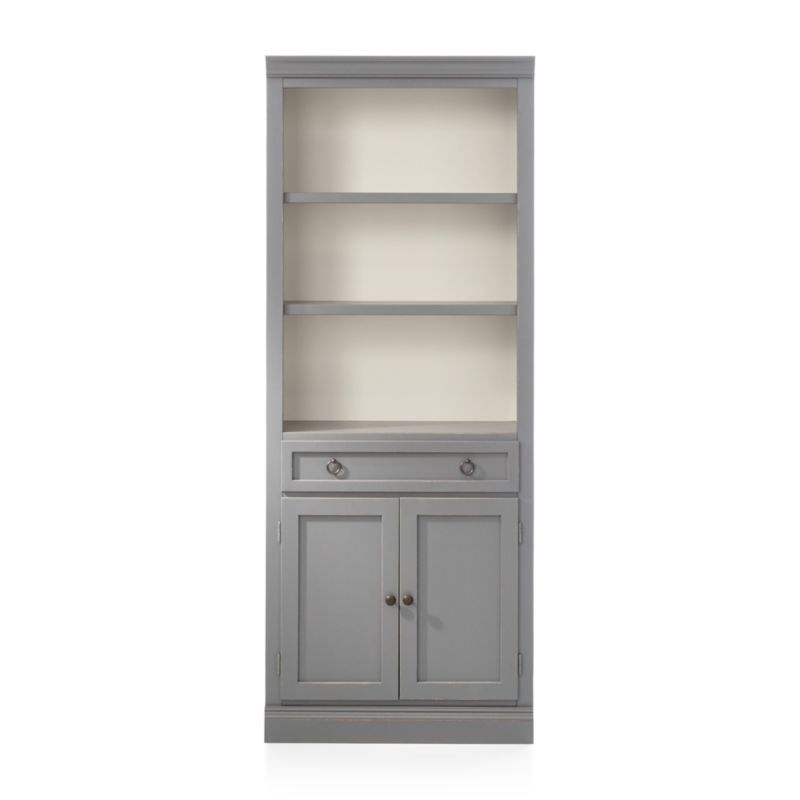 Cameo Grey Middle Storage Bookcase | Crate and Barrel | Crate & Barrel