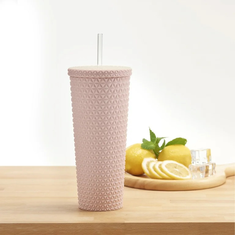 Mainstays MS 26oz Double Wall AS Plastic Textured Tumbler Pearl Blush - Walmart.com | Walmart (US)