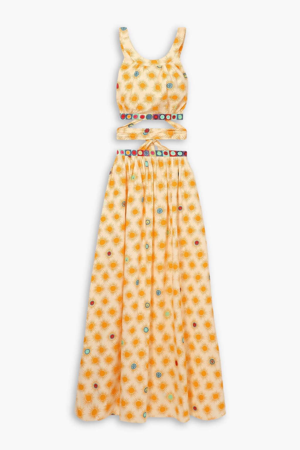 Alaia Smile cutout printed cotton-poplin top and skirt set | The Outnet (US and CA)