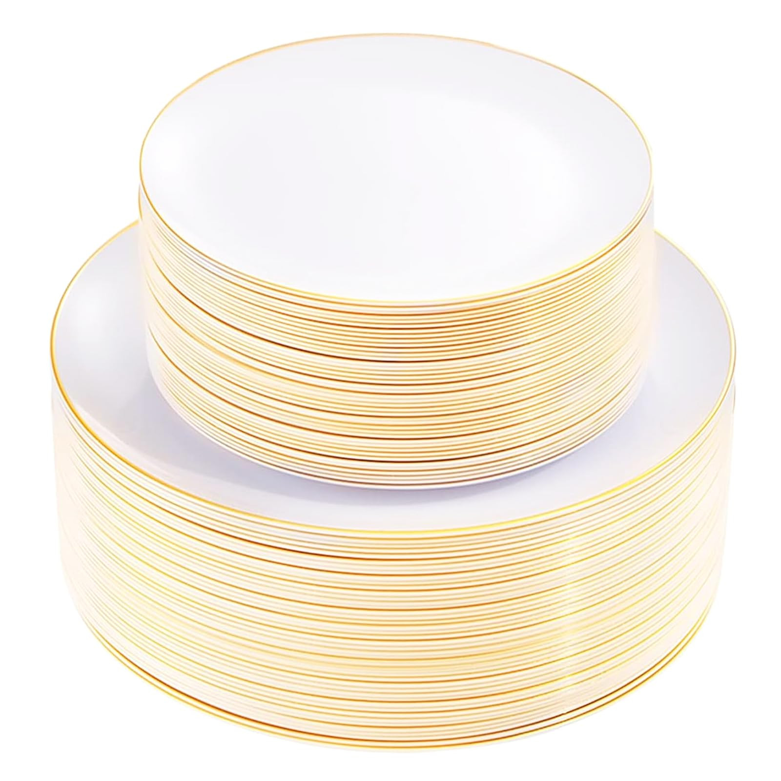 KIRE 100PCS Disposable Plates - White with Gold Rim for Easter/Wedding/Spring Party- Includes 50P... | Amazon (US)