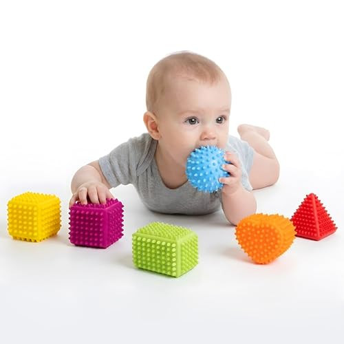 ROHSCE Baby Sensory Balls, Montessori Toys Soft Baby Balls 6 to 12 Months Textured Geometric Shapes for Babies' Sensory Development, Multicolor Bath Gifts Spiky Squeeze Ball for Infant Kids | Amazon (US)