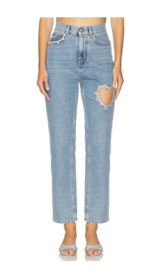 Crystal Heart Straight Leg in Light Blue | Revolve Clothing (Global)