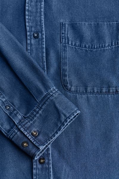 Lyocell denim shirt - Denim blue - Ladies | H&M GB | H&M (UK, MY, IN, SG, PH, TW, HK)