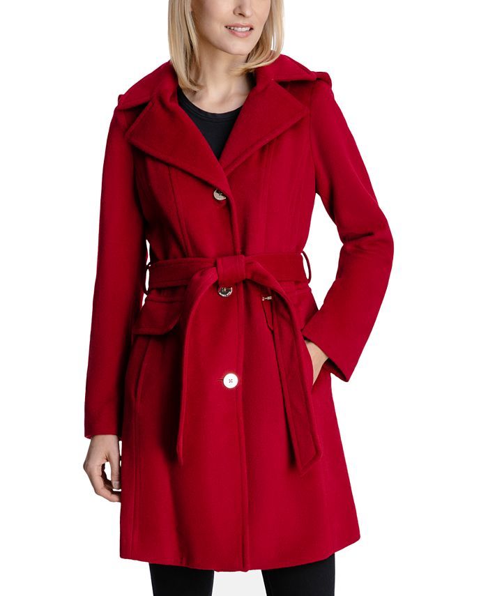 Michael Kors Women's Hooded Belted Walker Coat, Created for Macy's & Reviews - Coats & Jackets - ... | Macys (US)