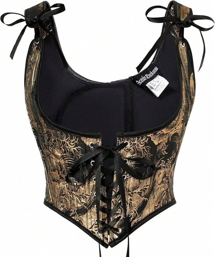 Strapless 2025Scarlet Darkness Corset Tops For Women Renaissance Underbust Corset Boned Lace Up Corsets | SHEIN