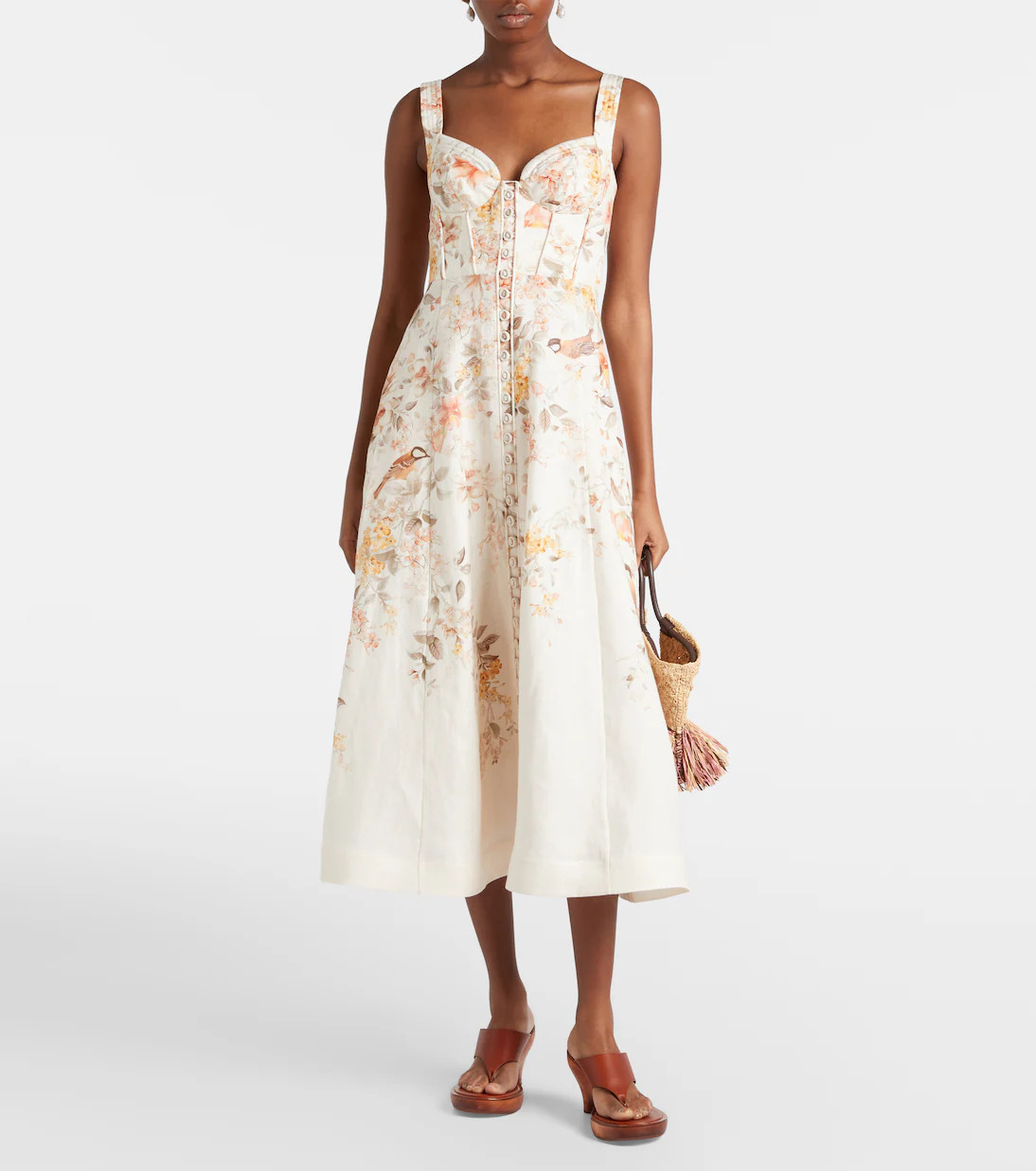 Bedrucktes Midikleid Luna aus Leinen | Mytheresa (DACH)