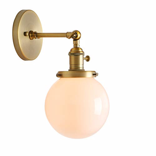 PERMO Vintage Industrial Wall Sconce Lighting Fixture with Mini 5.9" Round Globe Milk White Glass... | Amazon (US)