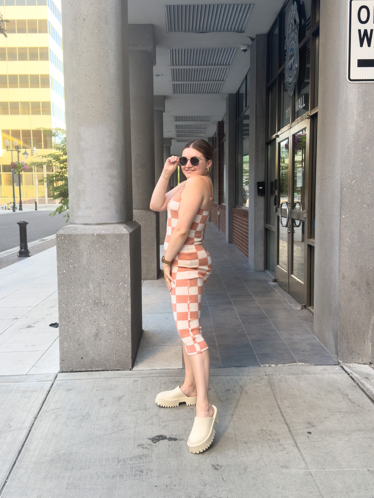 Cute and casual dinner out outfit! Featuring the perfect checker print dress and clogs. 

I’m wearing a M dress and size 9 clogs

#LTKunder100 #LTKFind #LTKstyletip