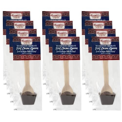 Chocolate Works Hot Chocolate Spoons – Belgian Dark Chocolate – Stirring Spoons for Hot Cocoa – Individually Wrapped – Pack of 12 | Amazon (US)