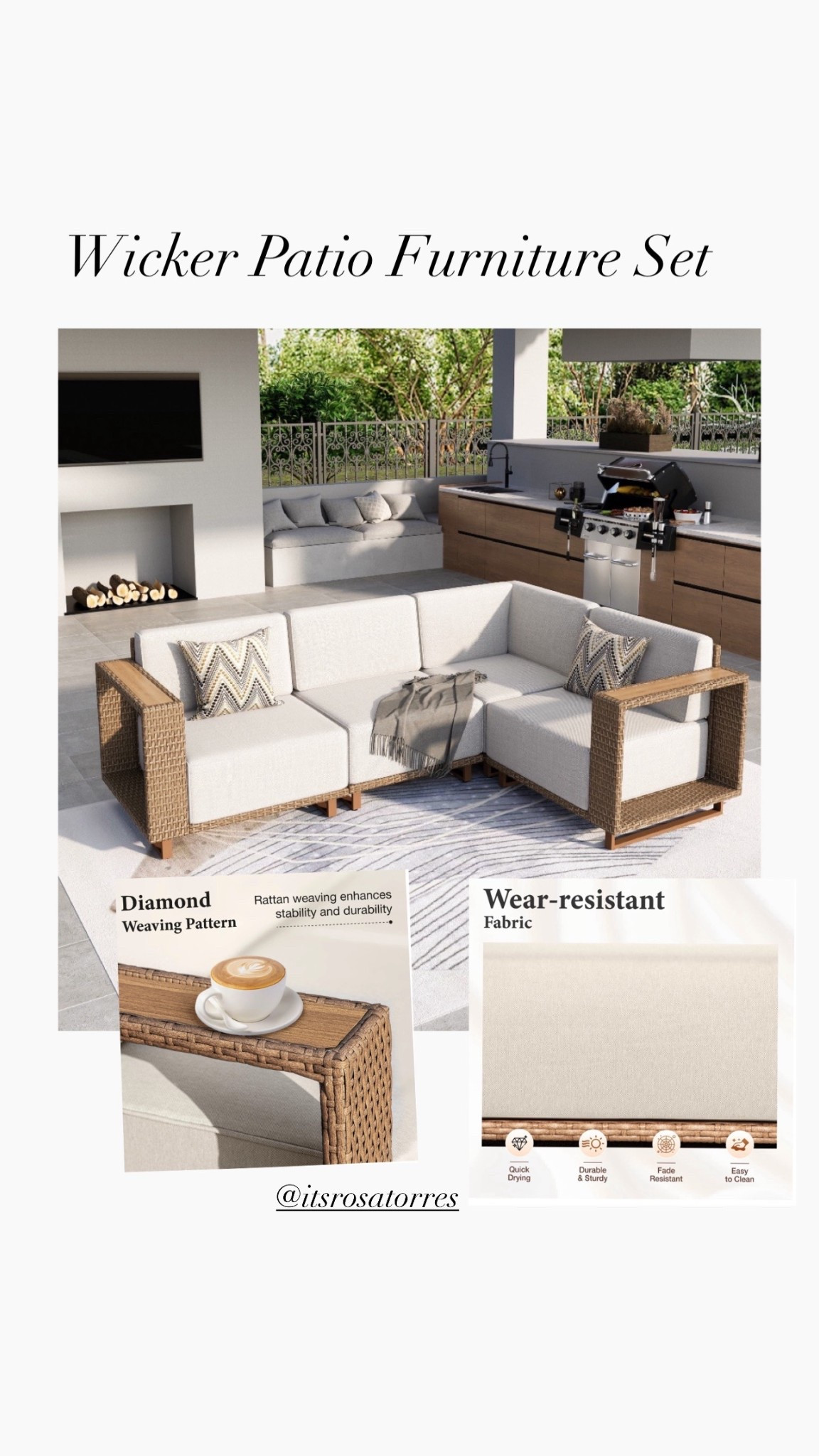 Wicker Patio furniture set shape of L such a beautiful piece been loving all the patio furniture it’s so hard to choose yet helps me with space and style of patio layout! 

#patiofurniture #backyardfurniture #wickerset #wickerfurniture #wickerpatioset #wickerbackyardset 

#LTKdayinmylife #LTKHome #LTKSeasonal