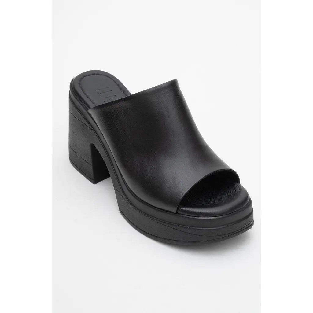 Forever & Always Shoes Nola Leather Platform Mules in Black Leather at Nordstrom, Size 5.5 | Nordstrom