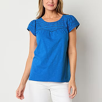 St. John's Bay Womens Crew Neck Short Sleeve Blouse | JCPenney