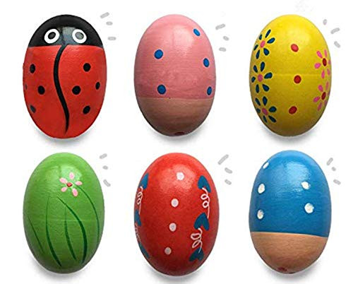 JoFAN 6 Pack Wooden Percussion Musical Shake Eggs Easter Egg Shakers for Kids Boys Girls Toddlers Easter Gifts Easter Basket Stuffers Fillers | Amazon (US)